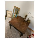Coffee Table, Lamp, Hanging Pictures