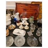 Glassware, Vases, Candlestick Holder, Butter Dish