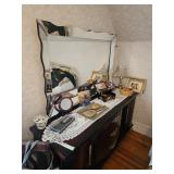 Old fashion hairbrush and mirror, Lamp, Lacquer Jewelry box