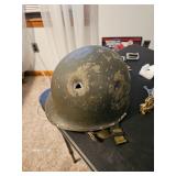 Army Helmet with Bullet hole