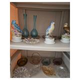 Vases, Bird Figurines, Glassware