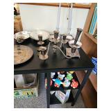 Silver Candlestick Holders, Silver Platter, Furby Toys