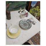 Candlestick Holders, Plate, Cup Saucer, Silver Spoons