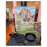 Oil Painting by James E Hughes, Cast Iron Pans