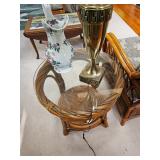 Glass Topped End Table, Pitcher, Table Lamp