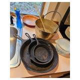 Cast Iron Skillets, Metal Bucket