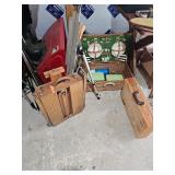 Wicker Picnic Set, Wooden Box, Tripod, Easel