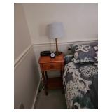 Bed Side Table, Lamp, Clock