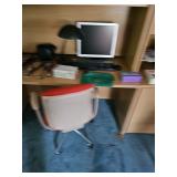 Desk Chair, Computer, Desk Lamp