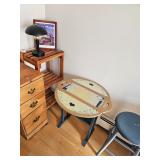 Wood Table with Drawers, Table/Desk Lamp, Drop Leaf Side Table