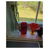 Glass Bottle, Glass Mug, Hobnail Ruffle Top Mini Vase