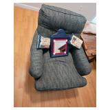 Chair, Mirror, Small Throw Pillows