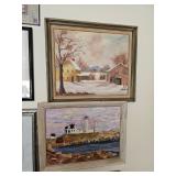 Framed Hanging Wall Artwork (Nautical, Farmland)