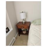 Bed Side Table, Table Lamp, Basket