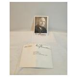 Harry Truman Autographed Envelope And Photo 