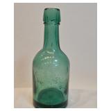 Antique Teal Glass Beer Bottle 
