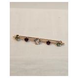 14k Gold With Tourmaline Brooch 