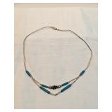 Native American Silver And Beads Necklace 