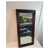 Antique Mirror With Painted Glass Top 
