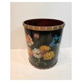 Vintage Painted Wooden Trashcan 