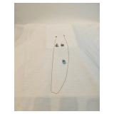 14k Gold With Blue Topaz Earrings And Necklace Set 