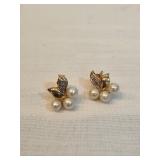 14k Gold With Pearls Earrings 
