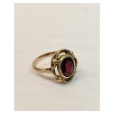 9k Gold Ring With Garnet 