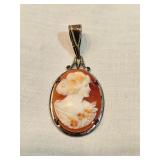Antique Sterling Cameo Pendant 