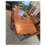 Wooden Dining Room Table and Chairs, Candle Stick Holders