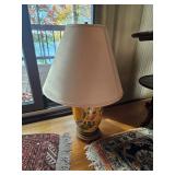 Table lamp with shade, yellow floral lamp
