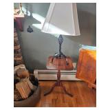 Side wooden table, Iron side table lamp, wood in brass 