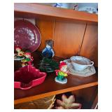 Christmas tree dish, small winter children figurines, China cup and saucer