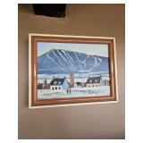 Mont St. Anne, Framed artwork, Ski mountain art work, Langelier art, Ski Mountain in Quebec Canada M