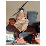 Vintage doll, Old photo books, Turned wooden box with a lid