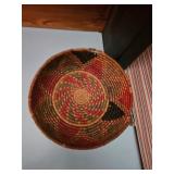 African woven basket, mesob or mesobwerk, red & black basket