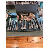 Assorted Silver Spoons, Silver knives, Silver forks, Silver Carving Fork, 