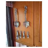 Ornate decorate and fully functional Measuring Spoons, Matching Salad Tongs