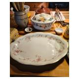 Haviland Limoges Porcelain Oval Platter, Covered vegetable bowl, Wild Rice utensil crockHaviland Lim