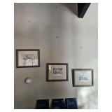 Framed artwork,  European town square or city scape, Black and White