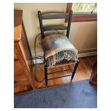 Wool blanket, Old time chair with wicker seat