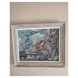 Wooden framed mill painting