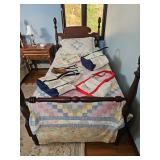 Twin bed framed , Canvas tote bags, Side table