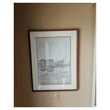 Mist Morning at Mystic Framed Watercolor by Paul N. Norton