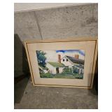 Signed Framed Watercolor  Painting of a House