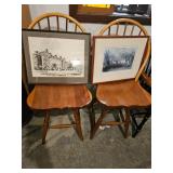 Framed Artwork, Wood Chairs