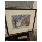 Framed Louis Novak Colored Wood Block Print