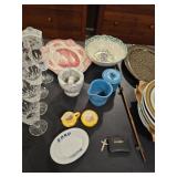 Blue Sugar Bowl and Creamer, Vintage Serving Bowl, Mortar and Pestle, Soap Dish