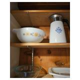 Glass Mixing Bowls, Pyrex Town and Country Mixing Bowl, Corningware Blue Cornflower Coffee Percolato