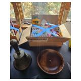 Brass Bell, Wood Bowl, Crayola and Marker Art Supply Lot