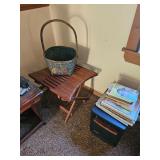 Books, Air Purifier, Basket, Folding Wood Table